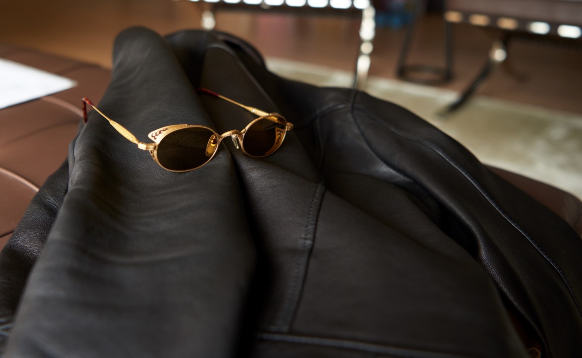 Sunglasses on Leather Jacket, 2022.  Digital Photo